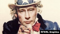 Vladimir Putin ca «Unchiul Sam».