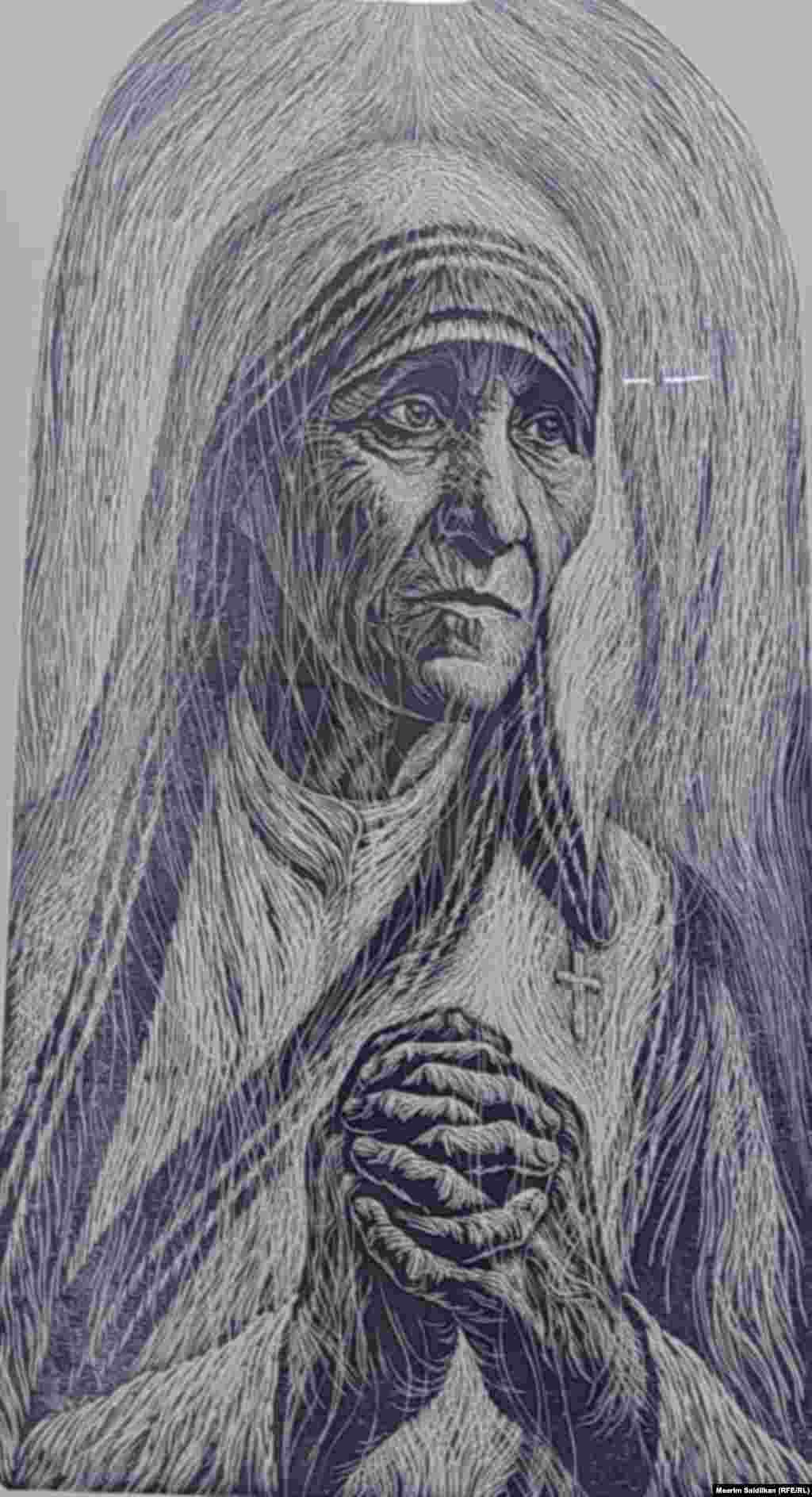 Р.А. Сайфуллиндин "Тереза эне" аттуу эмгеги Линогравюра, 2014