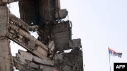 Clădirea fostului sediu militar federal de la Belgrad, distrusă în timpul bombardamentelor NATO din 1999