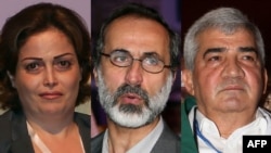Сирия оппозициясынын жаңы Улуттук коалициясынын башчылары (солдон оңго) Сухаир Атаси, Муаз Хатиб жана Риад Сейф 