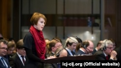 Заместитель министра иностранных дел Украины Елена Зеркаль выступает в Международном суде ООН (архивное фото)