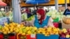 Moldova, Maria Coman (80) sells fruit and vegetables at the Central Market in Chișinău. She is the oldest vendor at the Central Market.