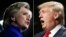 US Democratic presidential nominee Hillary Clinton in Tempe, Arizona, on November 2, 2016 and US Republican Presidential nominee Donald Trump in Warren, Michigan on October 31, 2016.