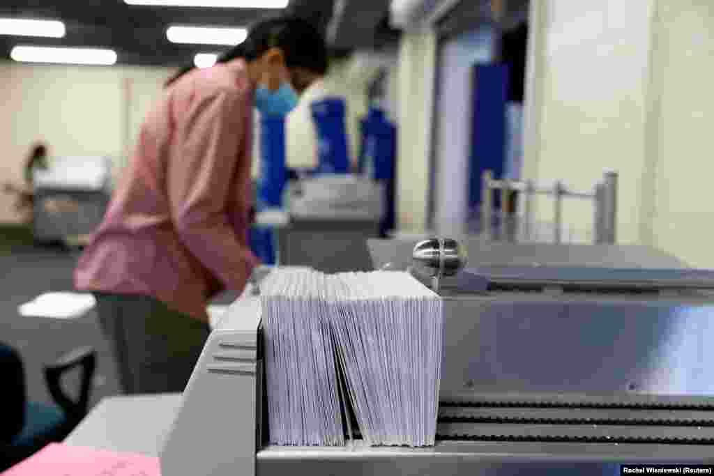Mail-in ballots are counted in Chester County, Pennsylvania, U.S., November 4, 2020.