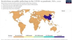 محدودیت‌های تجمعات در دوره همه‌گیری کرونا از ابتدای ژانویه ۲۰۲۰